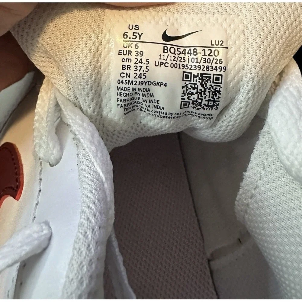 Nike Court Borough Low 2 (GS) 6.5Y/8W White w/Pink & Beetroot